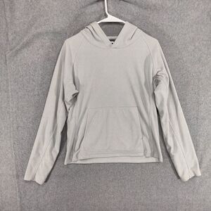 The North Face Pullover Hoodie Wmns M Fleece Sweater Gray Solid Kangaroo Pocket